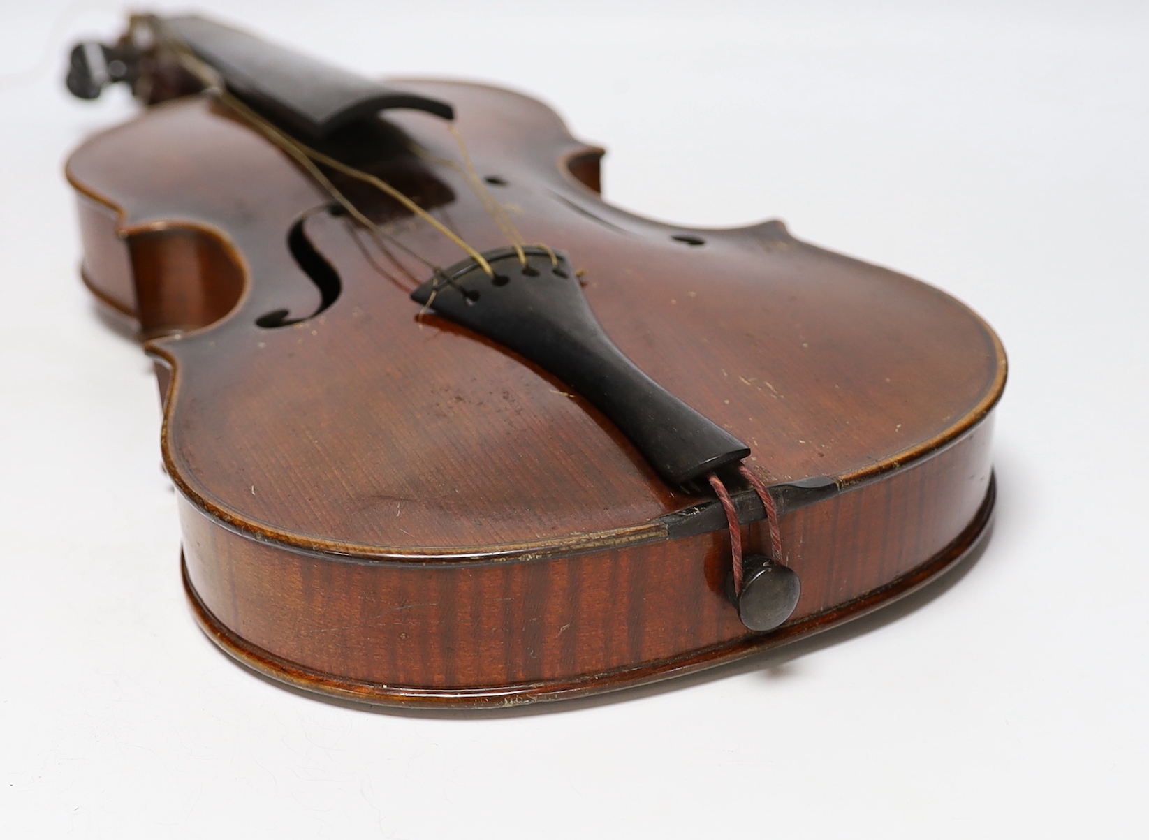 A cased early 20th century German violin